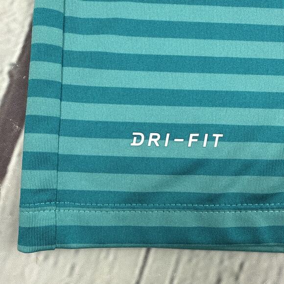 Nike Dri-Fit Blue Teal Striped Polo Shirt Size Large Men’s - Picture 10 of 10